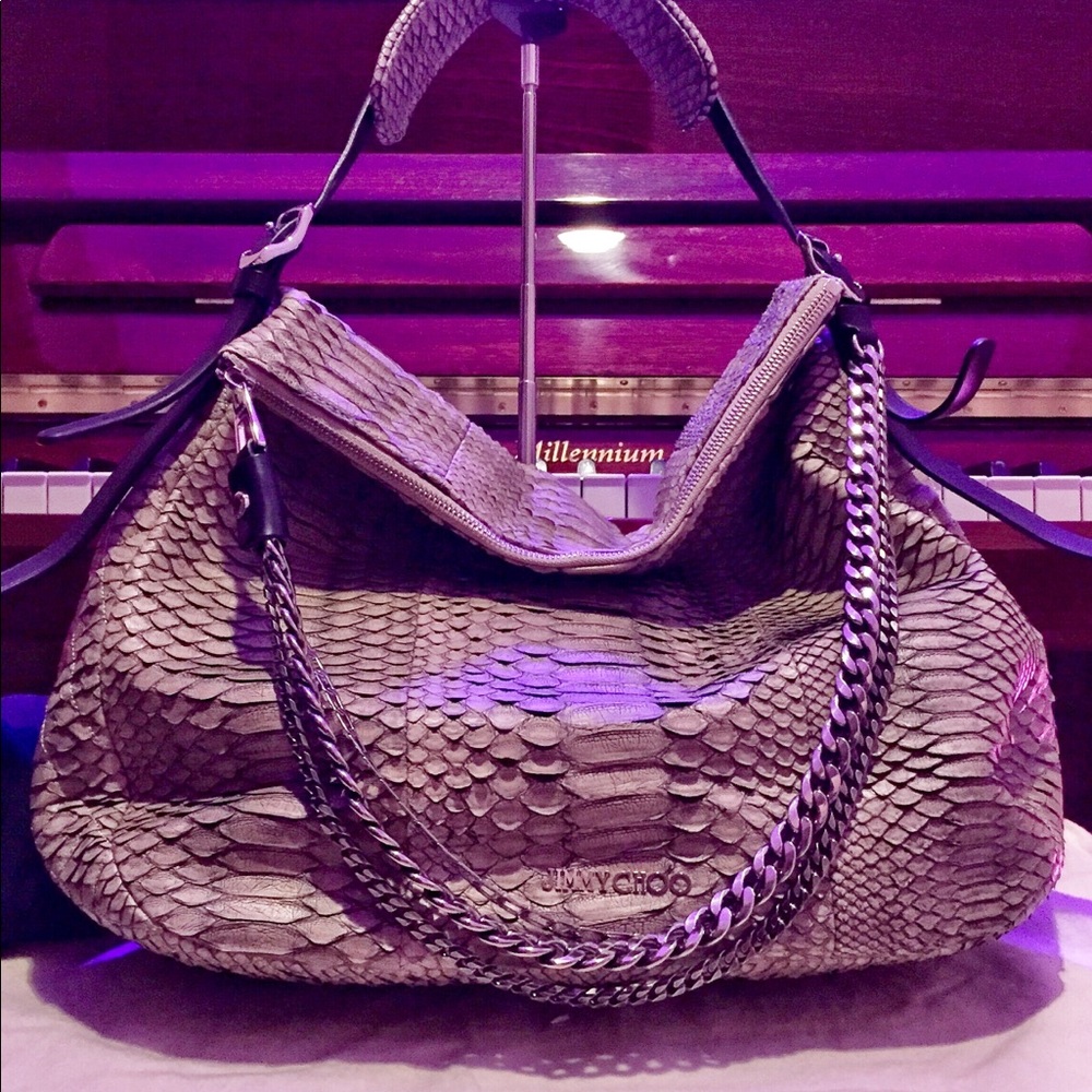 Jimmy Choo Biker Chain Snake Skin Bag